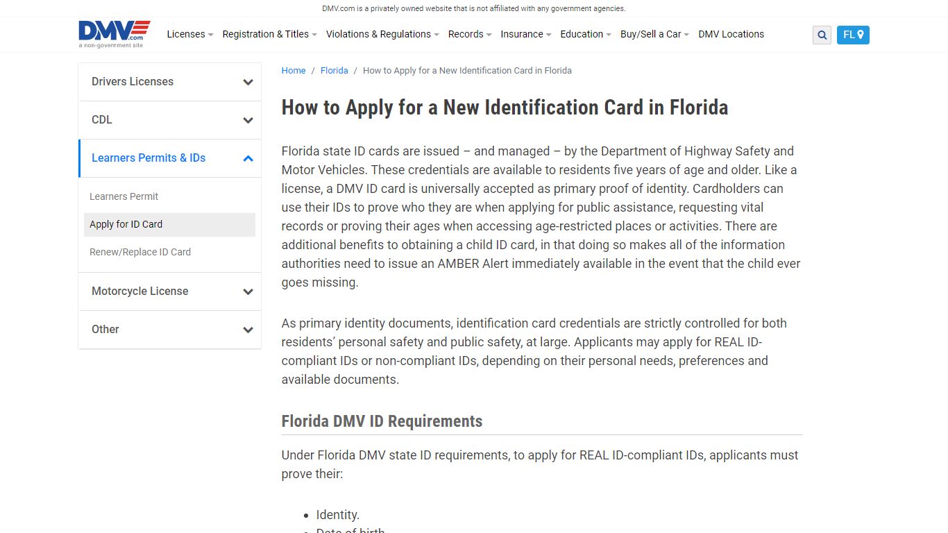 GHow To Apply For An ID Card In Florida | DMV.com